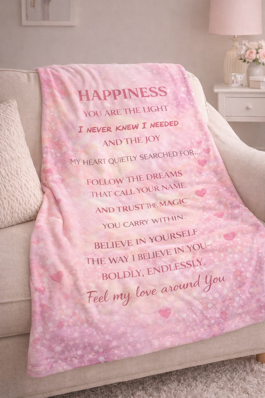 Pink Watercolor Fleece Blanket