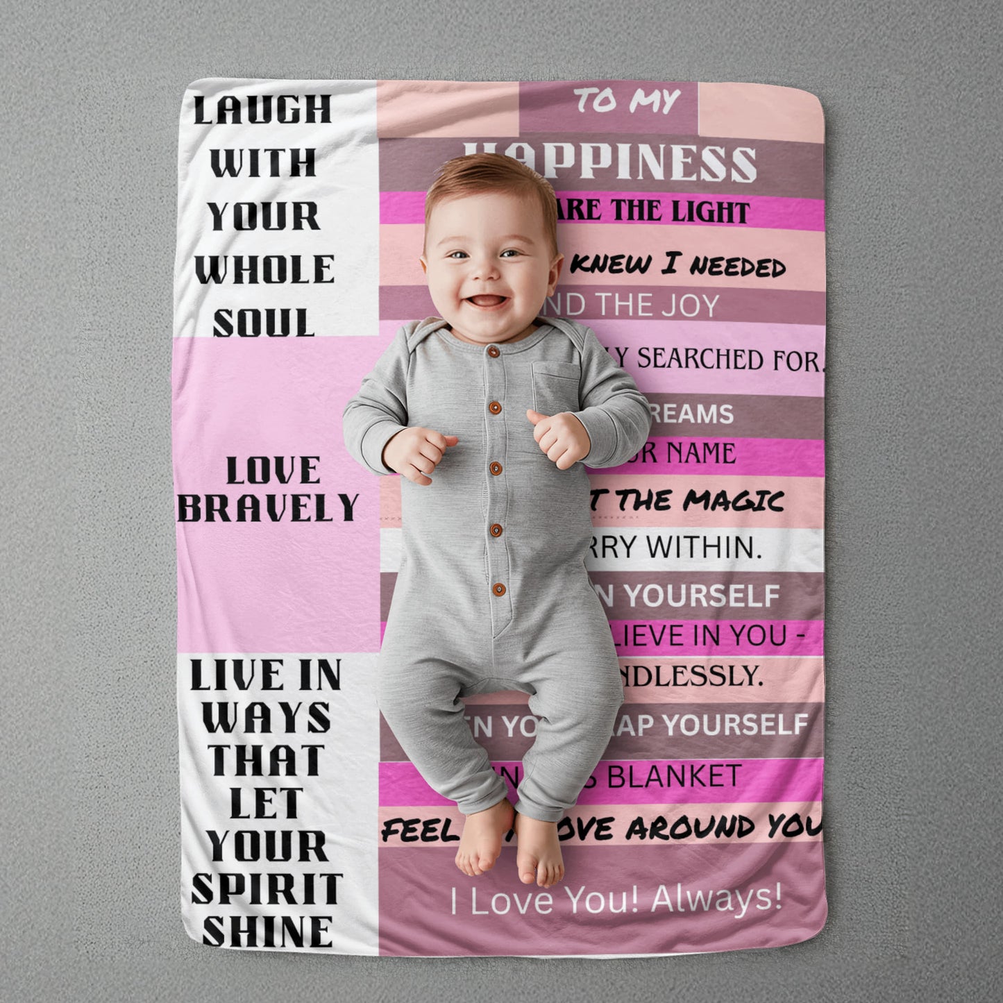 “To My Happiness” Inspirational Message Blanket