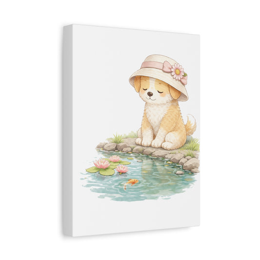 "Watching the Water" | Soft Illustrated Canvas Wall Art
