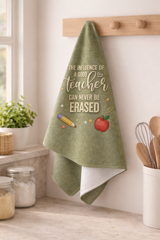The Influence of a Good Teacher Can Never Be Erased | Teacher Appreciation Micro Fiber Towel