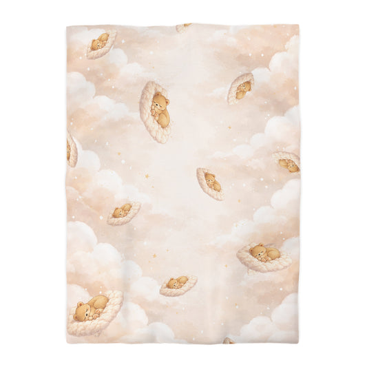 "Drifting Dreams" | Soft Cloud & Bear Fleece Blanket