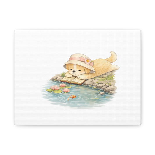 "At the Water’s Edge" | Soft Illustrated Canvas Wall Art