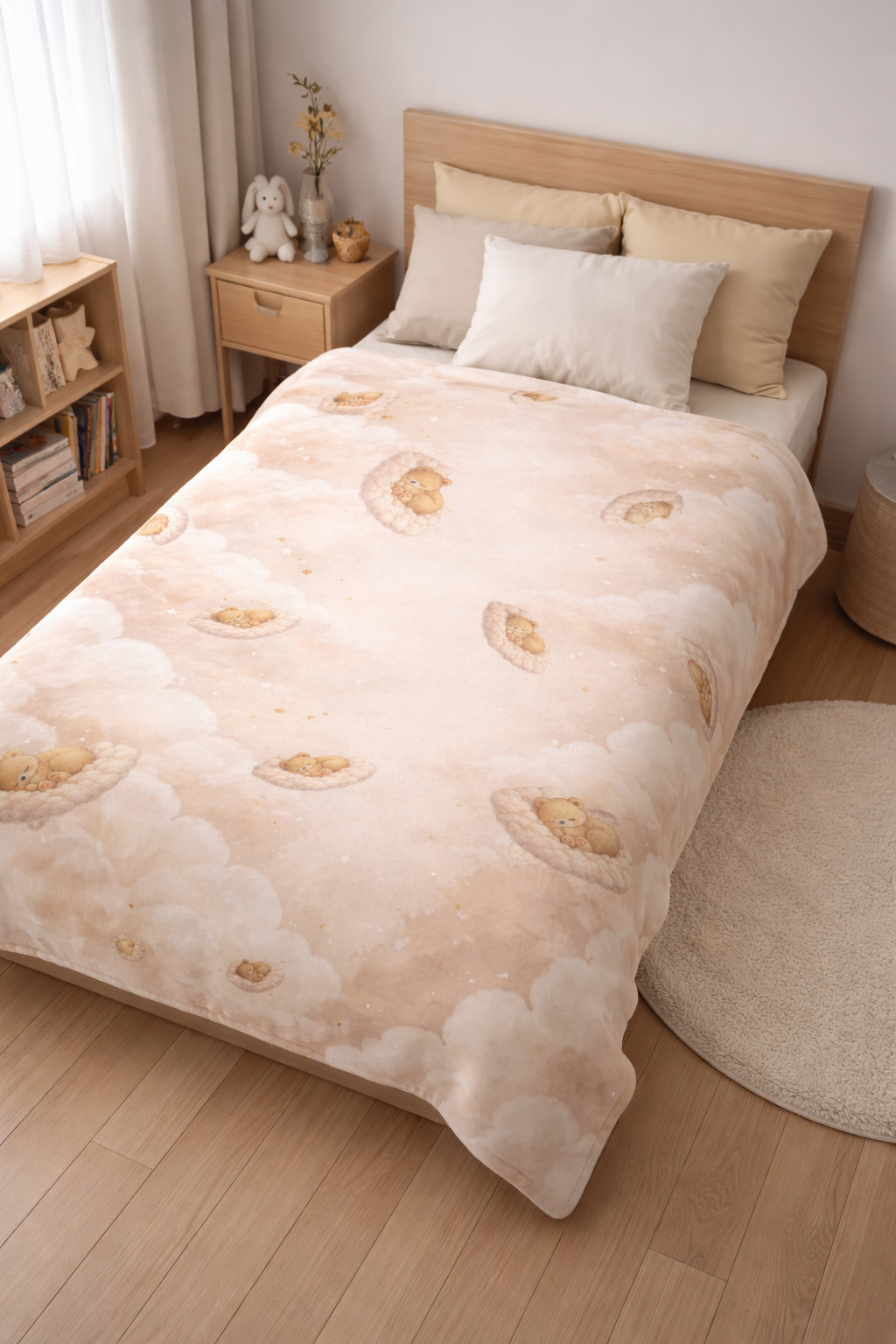 "Drifting Dreams" | Soft Cloud & Bear Fleece Blanket