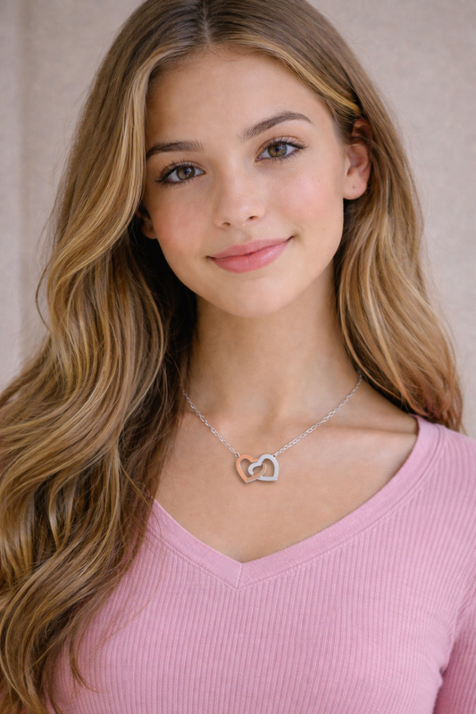 Gift for Granddaughter from Granddad Interlocking Heart Necklace