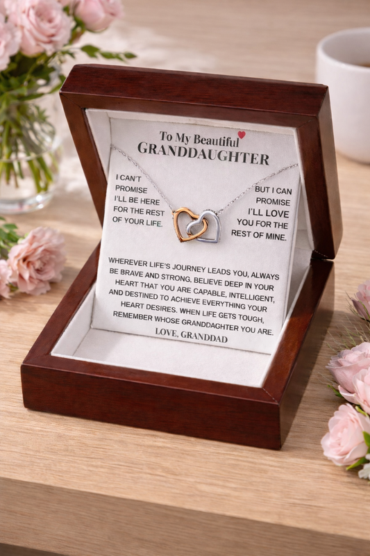 Gift for Granddaughter from Granddad Interlocking Heart Necklace