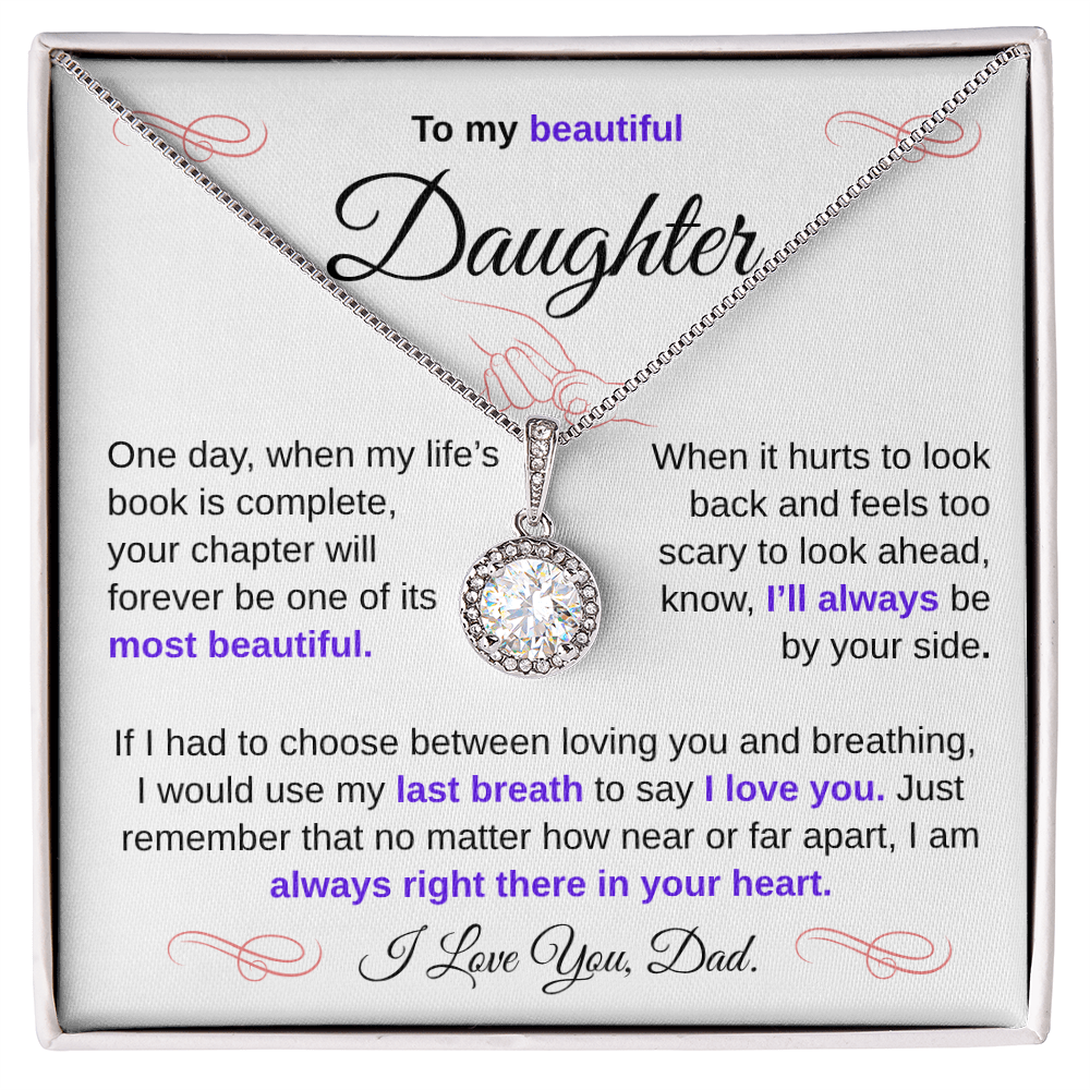 To My Beautiful Daughter – Sparkling Love Knot Necklace from Dad | Heartfelt Father-to-Daughter Gift