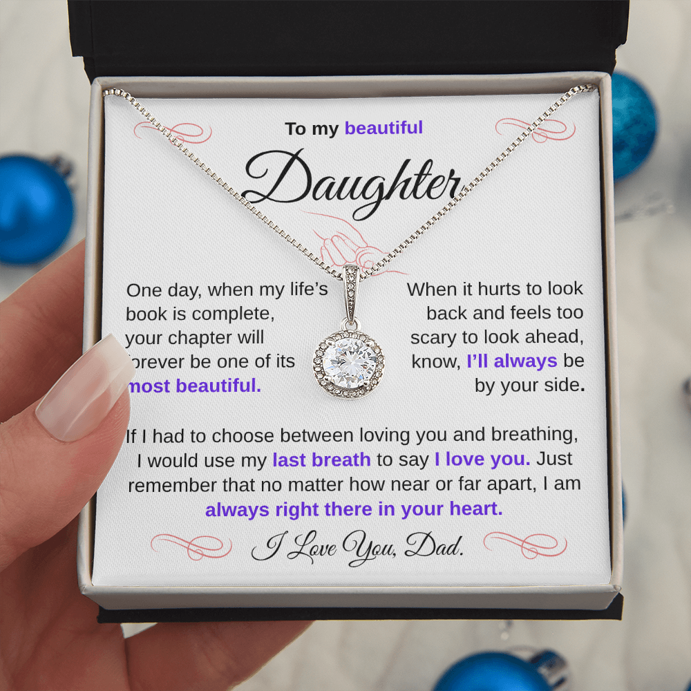 To My Beautiful Daughter – Sparkling Love Knot Necklace from Dad | Heartfelt Father-to-Daughter Gift