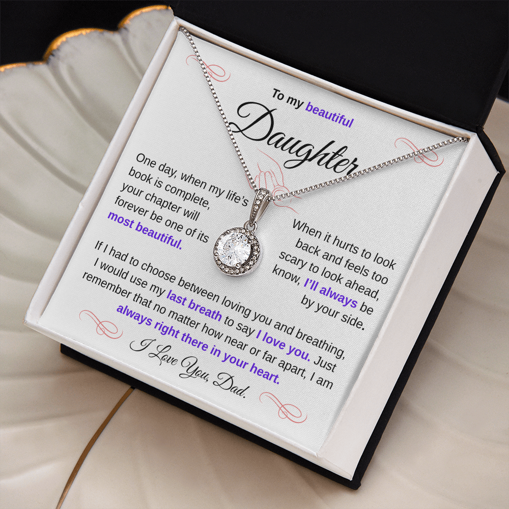 To My Beautiful Daughter – Sparkling Love Knot Necklace from Dad | Heartfelt Father-to-Daughter Gift