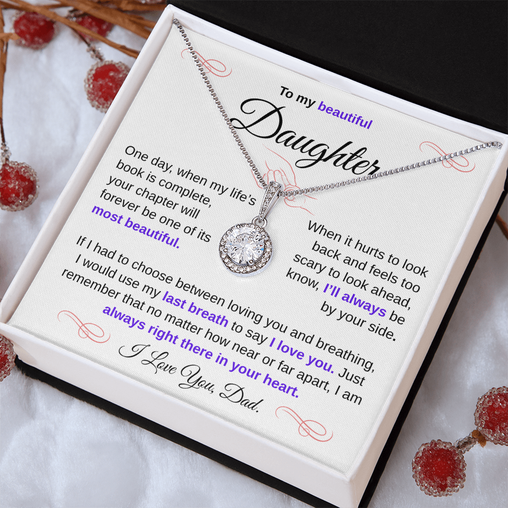 To My Beautiful Daughter – Sparkling Love Knot Necklace from Dad | Heartfelt Father-to-Daughter Gift