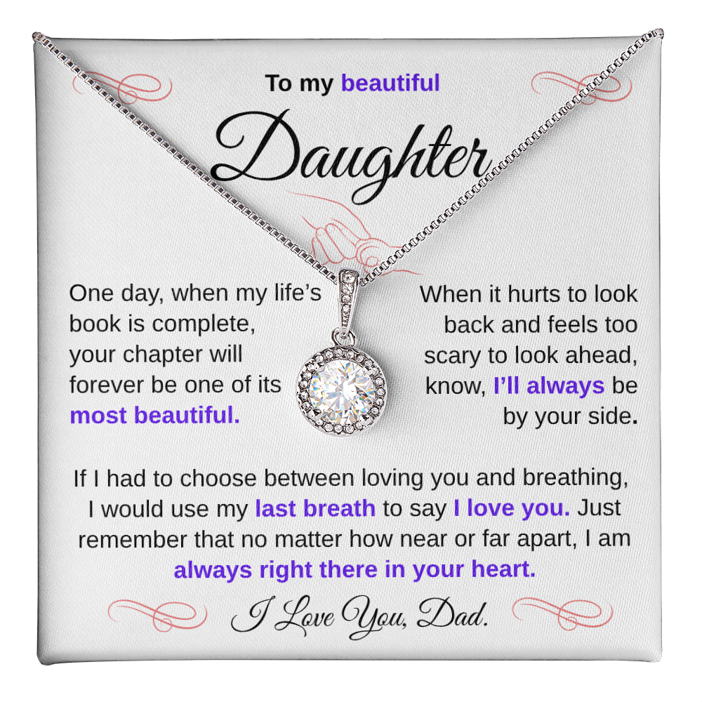 To My Beautiful Daughter – Sparkling Love Knot Necklace from Dad | Heartfelt Father-to-Daughter Gift