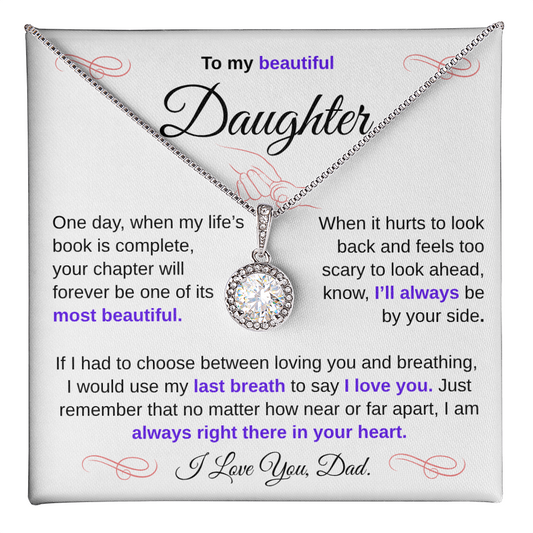 To My Beautiful Daughter – Sparkling Love Knot Necklace from Dad | Heartfelt Father-to-Daughter Gift