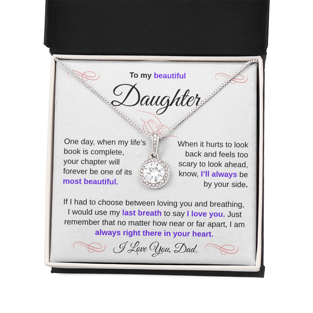 To My Beautiful Daughter – Sparkling Love Knot Necklace from Dad | Heartfelt Father-to-Daughter Gift