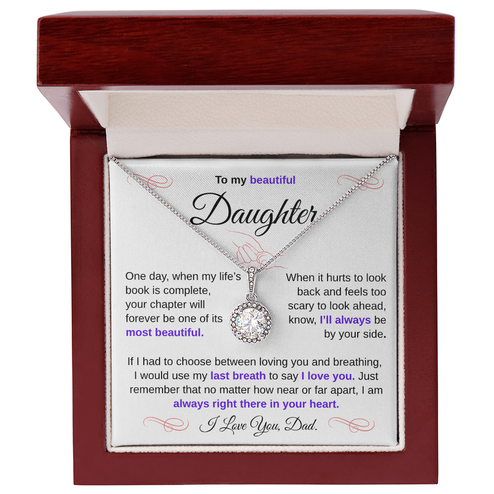 To My Beautiful Daughter – Sparkling Love Knot Necklace from Dad | Heartfelt Father-to-Daughter Gift