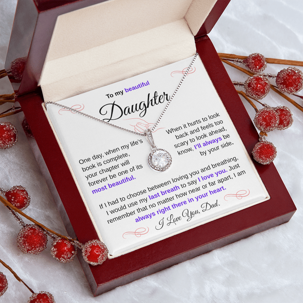 To My Beautiful Daughter – Sparkling Love Knot Necklace from Dad | Heartfelt Father-to-Daughter Gift