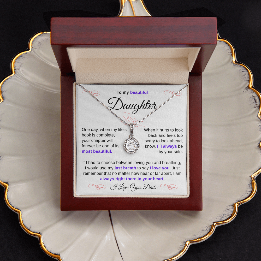 To My Beautiful Daughter – Sparkling Love Knot Necklace from Dad | Heartfelt Father-to-Daughter Gift
