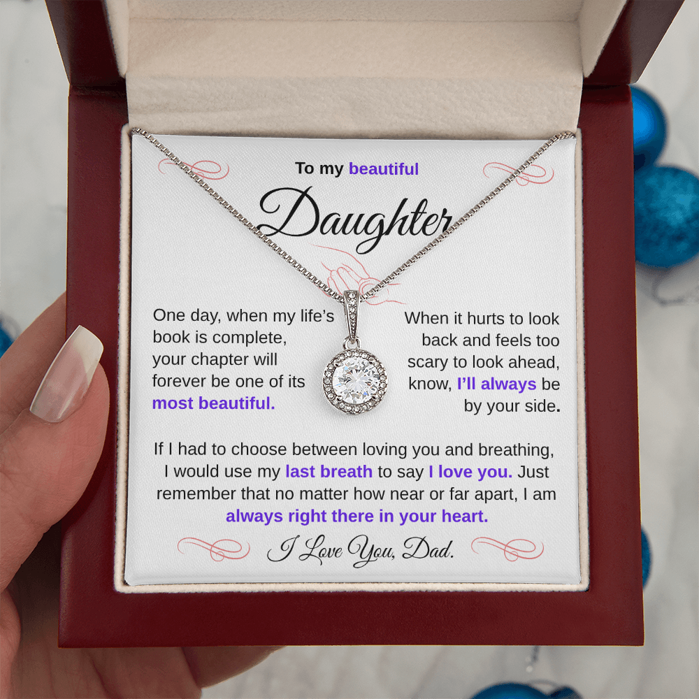 To My Beautiful Daughter – Sparkling Love Knot Necklace from Dad | Heartfelt Father-to-Daughter Gift
