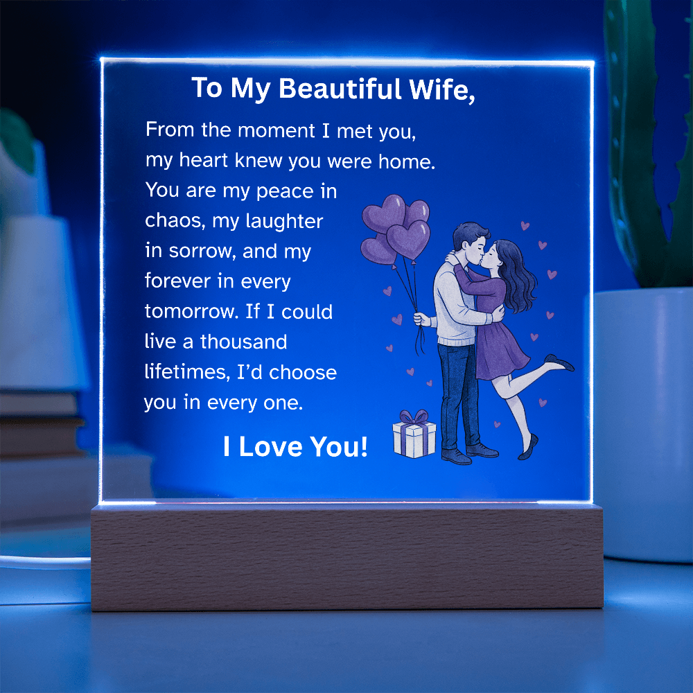 To My Beautiful Wife – Romantic Acrylic Plaque with Heart Balloons | Perfect Christmas, Anniversary, Birthday, or Valentine's Day Gift from Husband