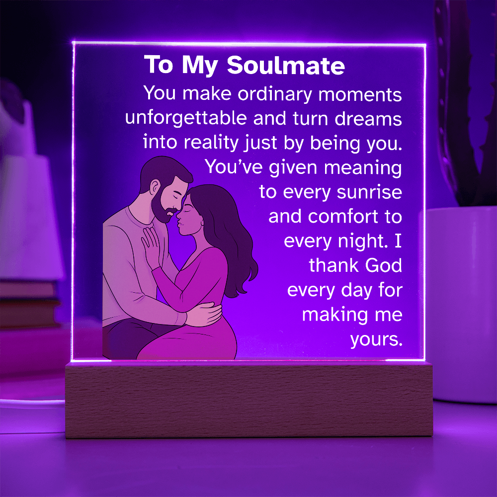 To My Soulmate – Romantic Acrylic Plaque Gift for Him or Her