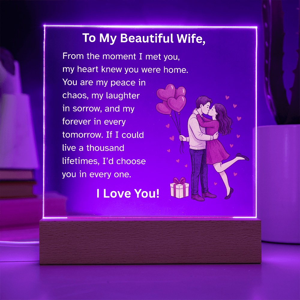 To My Beautiful Wife – Romantic Acrylic Plaque with Heart Balloons | Perfect Christmas, Anniversary, Birthday, or Valentine's Day Gift from Husband
