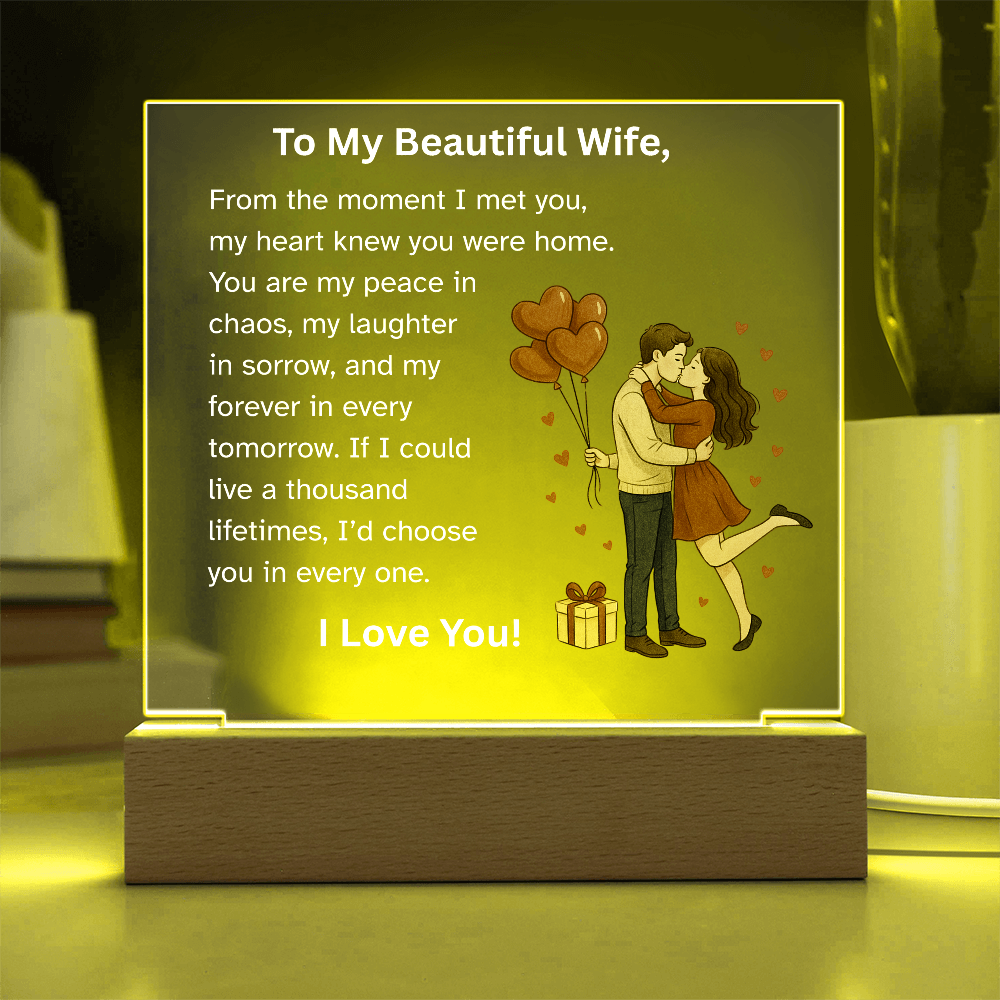 To My Beautiful Wife – Romantic Acrylic Plaque with Heart Balloons | Perfect Christmas, Anniversary, Birthday, or Valentine's Day Gift from Husband