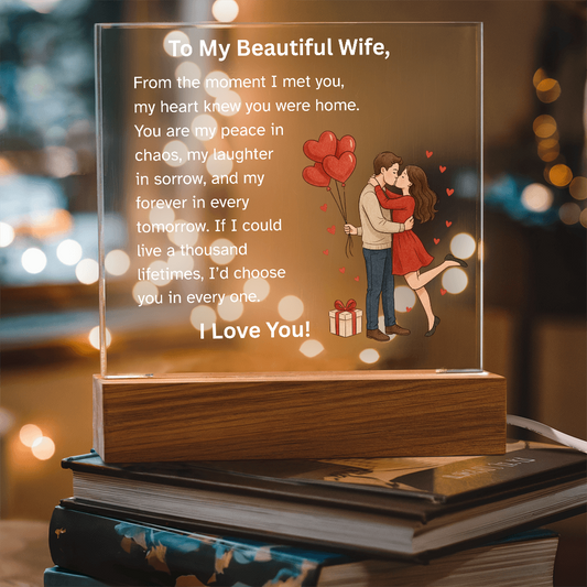 To My Beautiful Wife – Romantic Acrylic Plaque with Heart Balloons | Perfect Christmas, Anniversary, Birthday, or Valentine's Day Gift from Husband