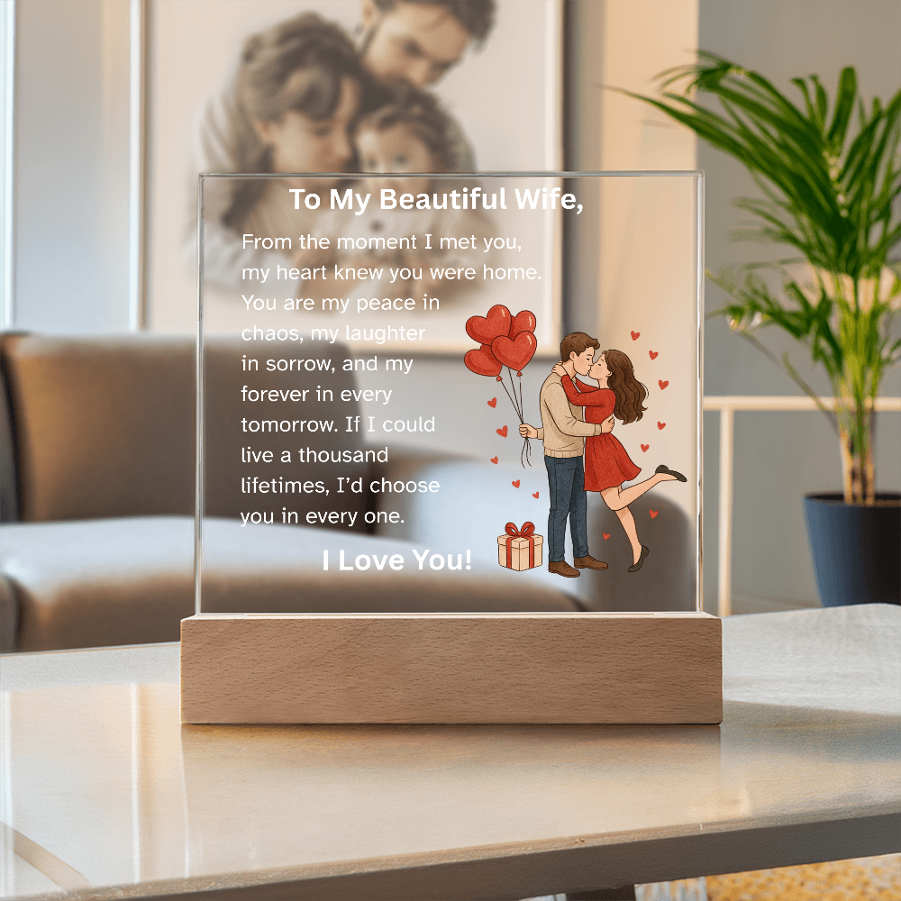 To My Beautiful Wife – Romantic Acrylic Plaque with Heart Balloons | Perfect Christmas, Anniversary, Birthday, or Valentine's Day Gift from Husband