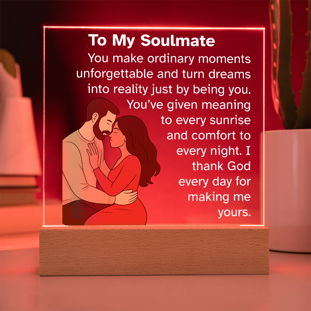 To My Soulmate – Romantic Acrylic Plaque Gift for Him or Her