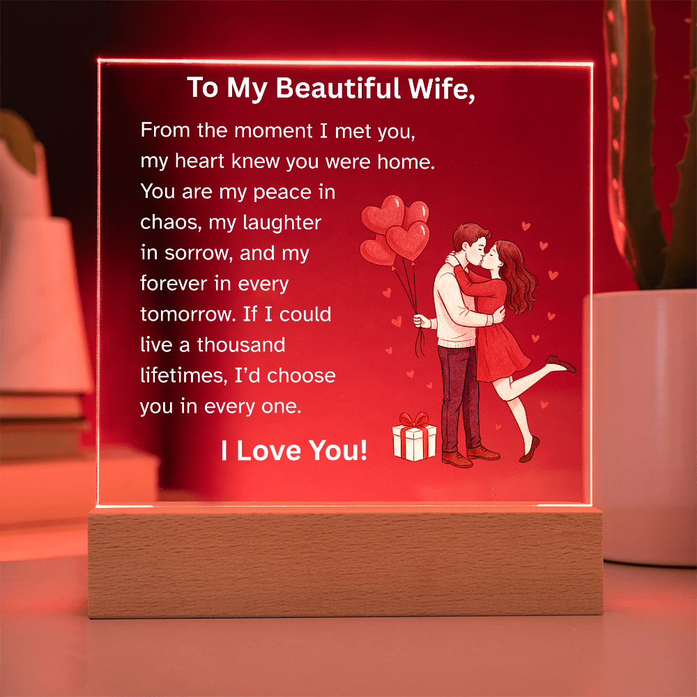 To My Beautiful Wife – Romantic Acrylic Plaque with Heart Balloons | Perfect Christmas, Anniversary, Birthday, or Valentine's Day Gift from Husband