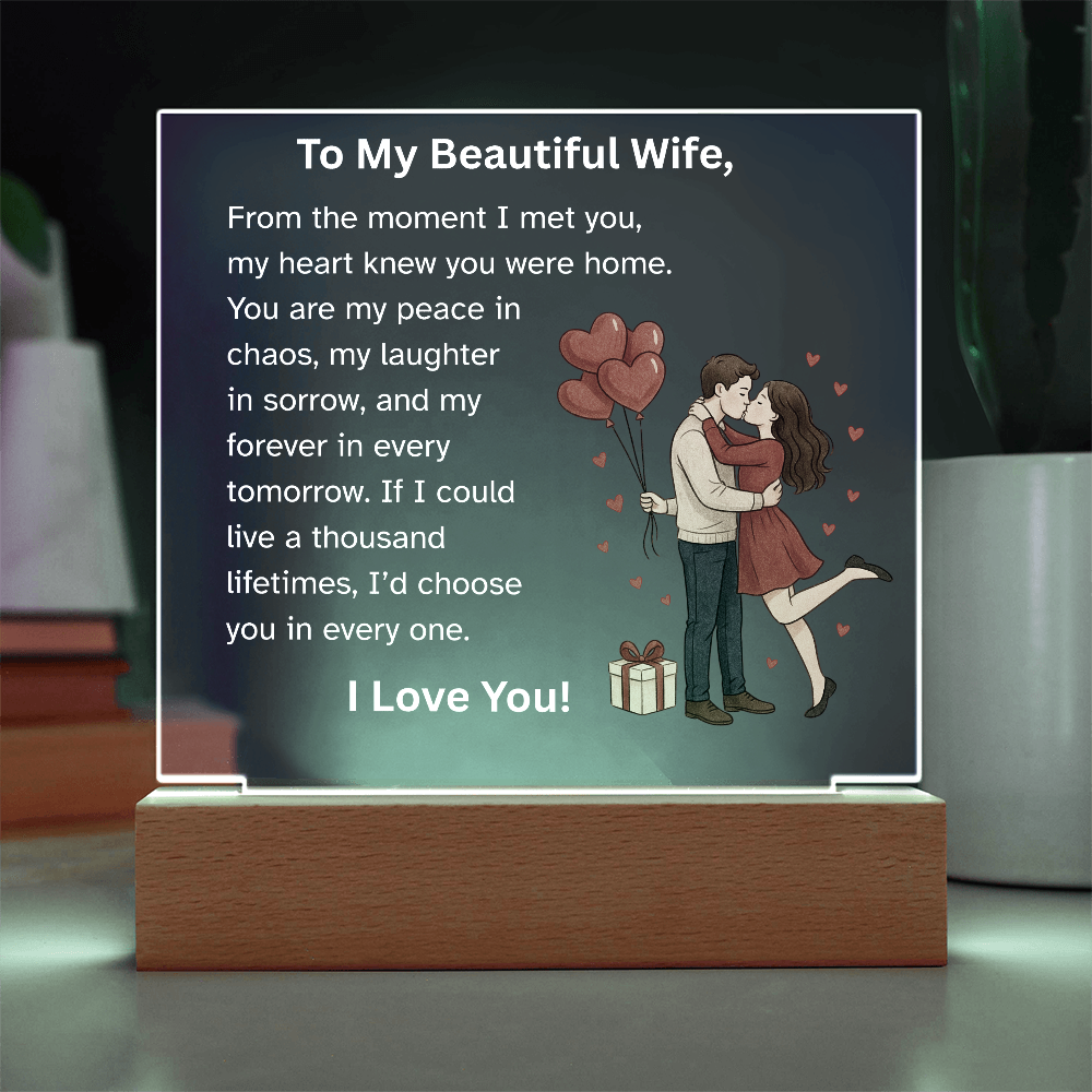 To My Beautiful Wife – Romantic Acrylic Plaque with Heart Balloons | Perfect Christmas, Anniversary, Birthday, or Valentine's Day Gift from Husband